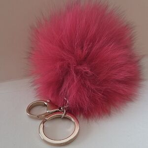 💖Chic Pink Fluffy Keychain Holder